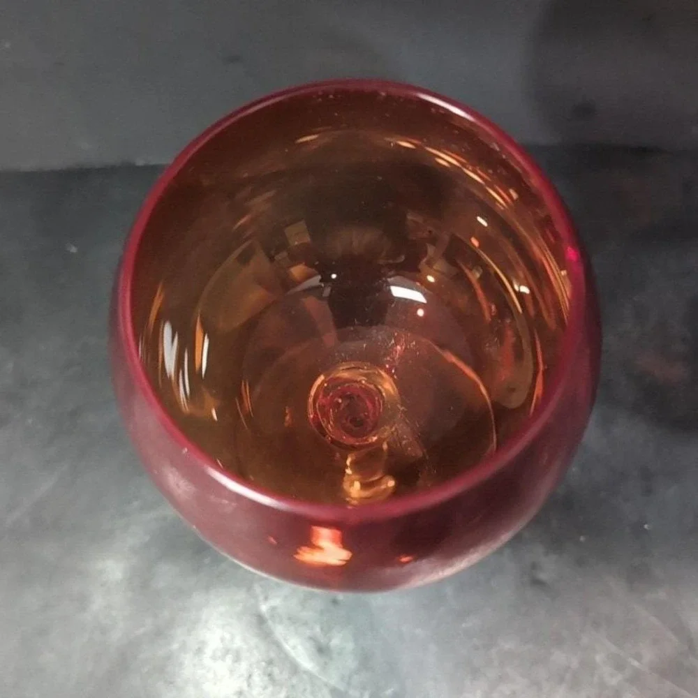 Aromatic Wine Goblet 24 oz, Red Swirl Stem‎ Glass, Vintage Balloon Wine Glass